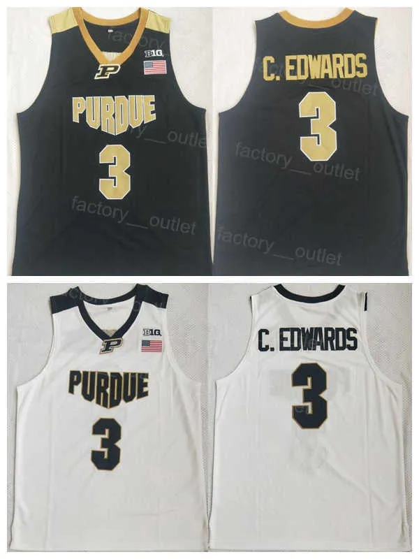 NCAA كرة السلة Purdue Boilermakers College 3 Carsen Edwards Jersey Team Color White Black All Sitched Breatable Pure Cotton for Sport Fans University onmort