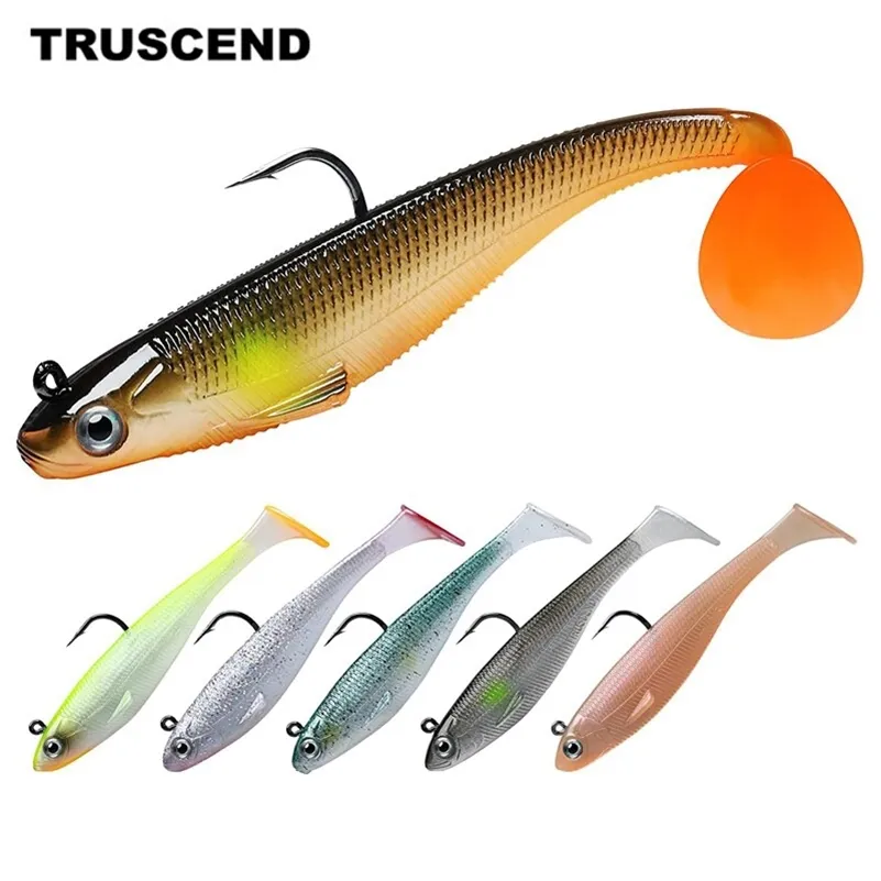 TRUSCEND Soft Lures Silicone Bait Goods For Sea Fishing Lures Pre-Rigged Paddle Tail Swimbait Wobblers Artificial Tackle 220624