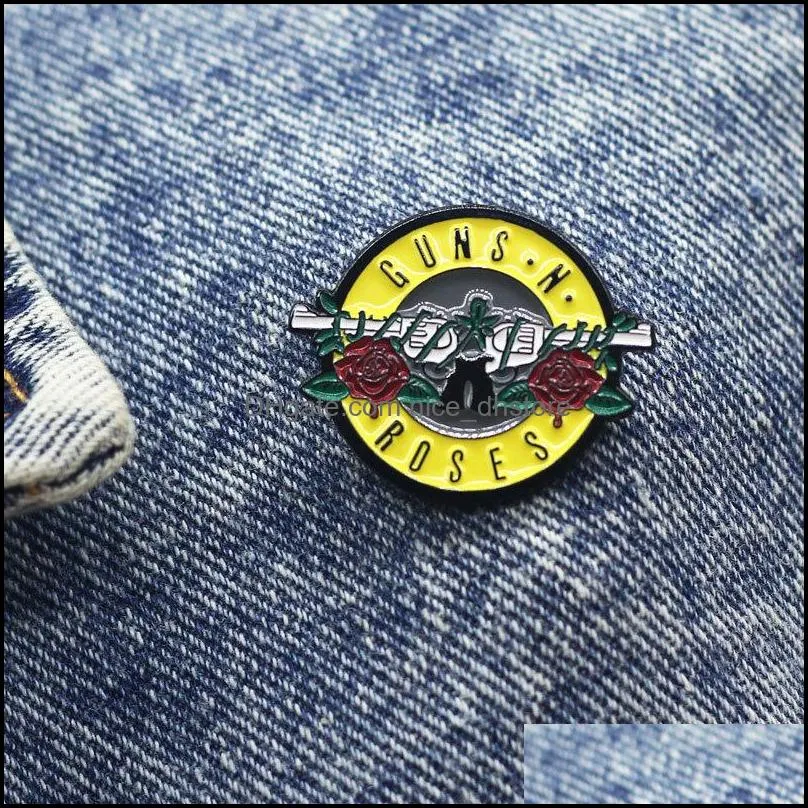 guns n`roses enamel pins funny art music brooch men women fashion jewelry gifts anime movie novel hat lapel badges