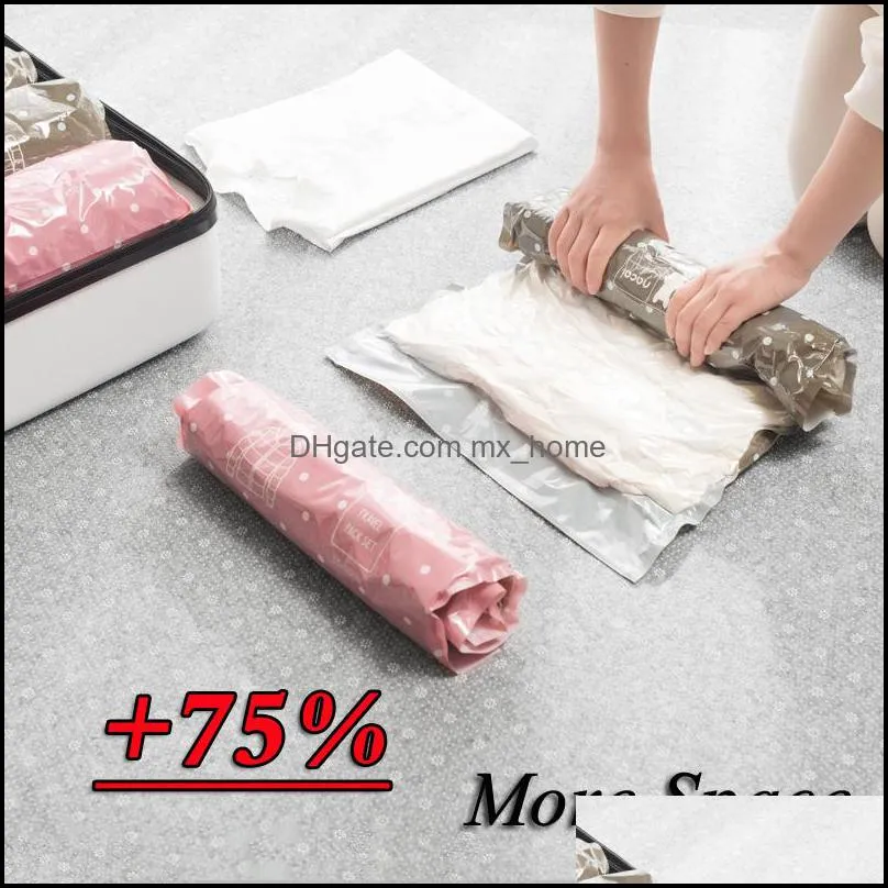 hand rolling vacuum compression bag border foldable compressed storage pouch travel clothes storage bag space saving seal bags dbc