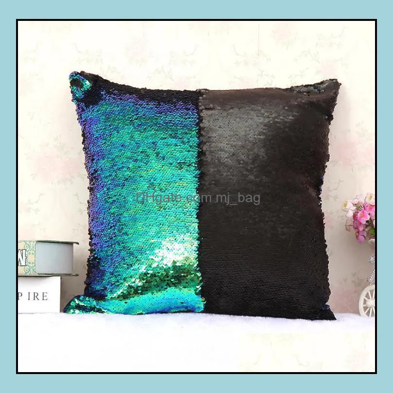 two-color sequins pillow case mermaid pillow covers home sofa car decor cushion christmas decoration 27 style free shipping 40*40cm