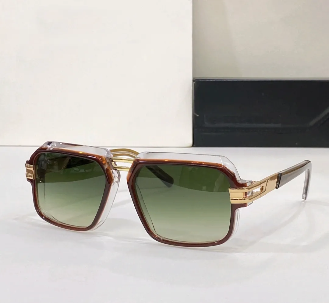 Vintage Square 6004 Sunglasses for Men Olive Crystal Light Green Gradient Hip hop Glasses Shades Sun UV400 Eyewear