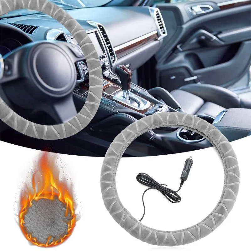 Steering Wheel Covers For Standard-Size 145 -155 Inches Outer Diameter Heater Heated Cover Winter Warm Car WheelsSteering