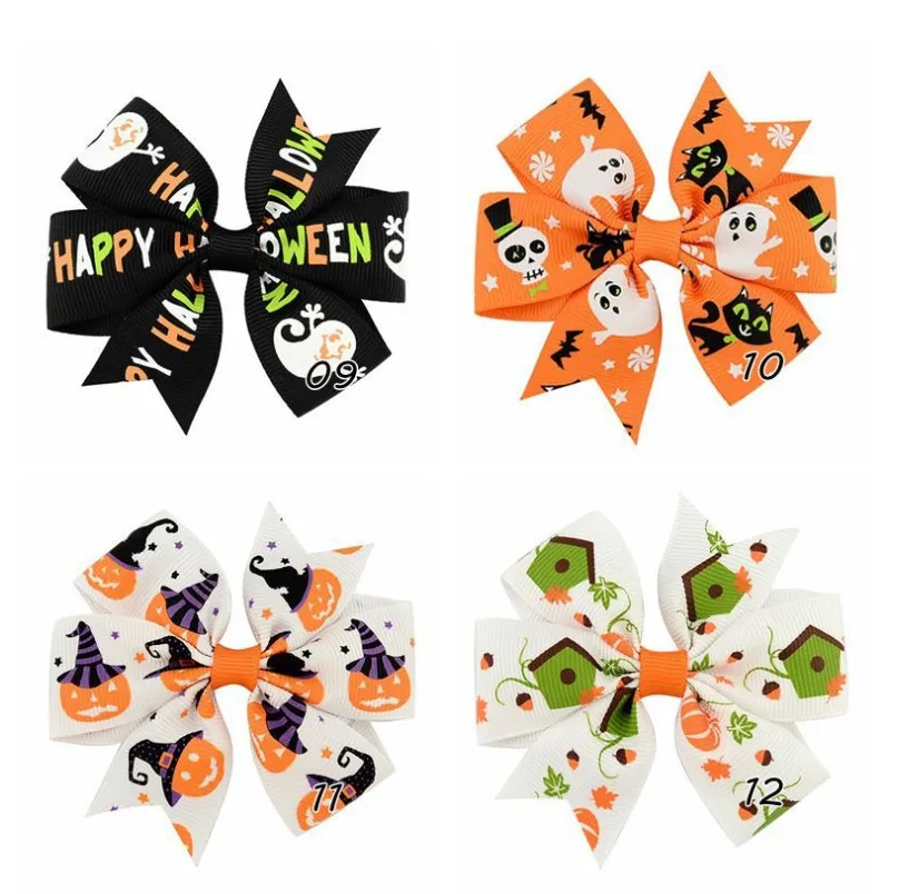 Hair Cows Clips Halloween Bow Grosgrain Ribbon Accessoires pour filles Baby Toddlers Kids5803702