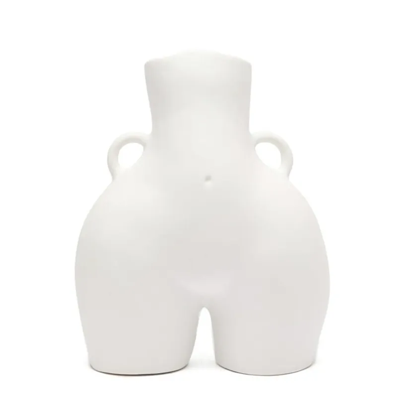 Bao Guang Ta Ta White Arts Girl Vases Ass Ass Flower Pot Женщина на рабочем столе Vase Vase Home Decor Gift 210409