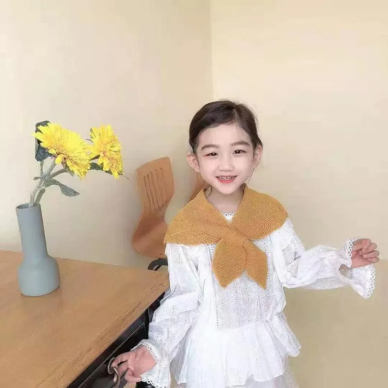 Bow Ties Solid Color Cross Knit Fake Collar Shawl For Girls False Collars Decorative Kids Shirt Children Detachable CollarsBow