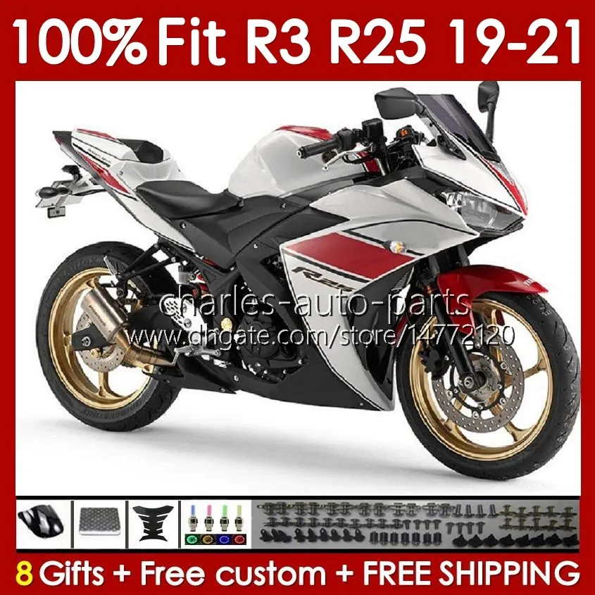 Корпус плесени для инъекции для Yamaha YZFR3 YZF-R25 YZFR25 2019-2021 Bodywork 141NO.29 100% FIT YZF R 3 25 R3 R25 19 20 21 рамка YZF-R3 2019 2020 2021 OEM Fairing Kit Комплект Red Facstroy