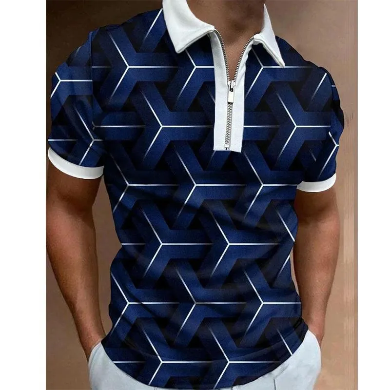 Men's Polos Luxury Men's Shirts Casual Turn-down Turtleneck Travel Rrhombus Print Short Sleeve Tshirt Men ShirtsMen's Men'sMen's