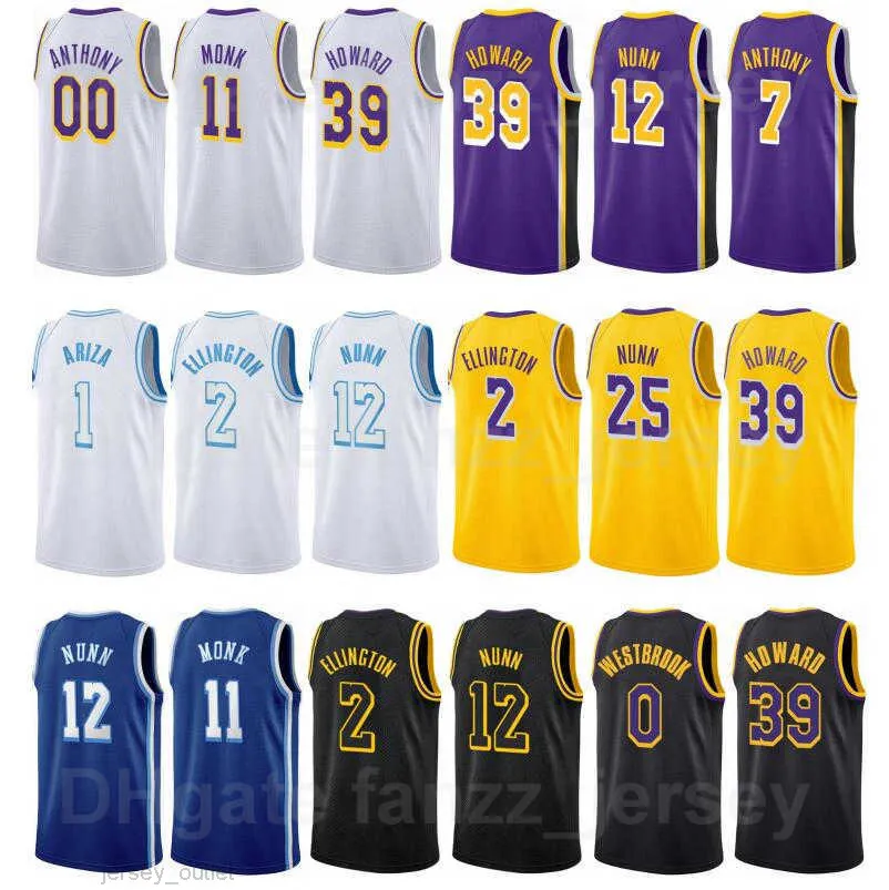 Män Kvinna Ungdomsskärm Skriv ut Carmelo Anthony Jersey 7 Basket Malik Monk 11 Kendrick Nunn 12 Russell Westbrook 0 Dwight Howard 39 Trevor Ariza 1 Wayne Ellington