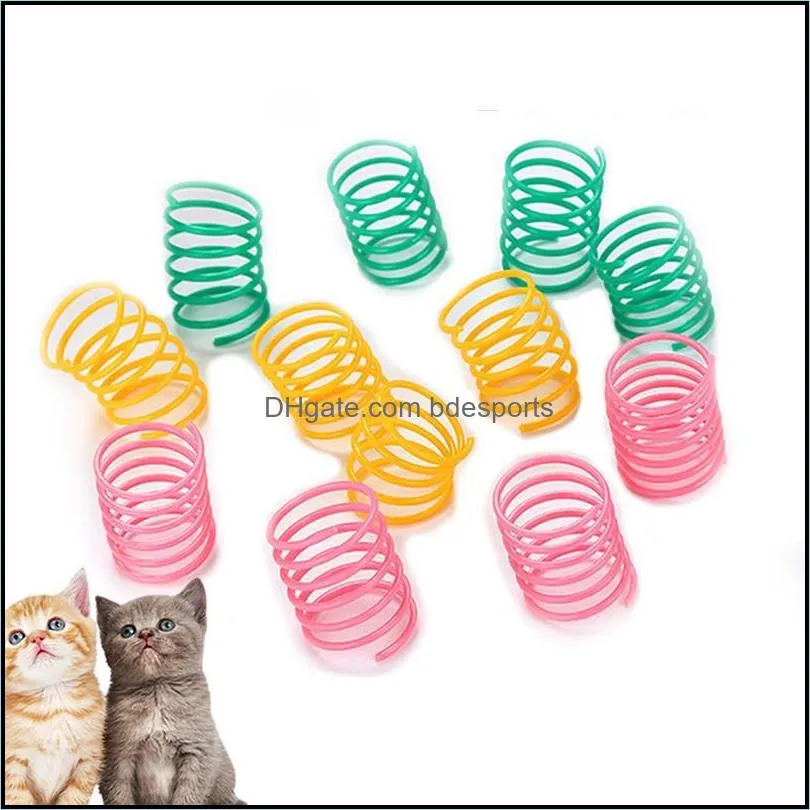 Cat Spring Toy Pet Wide Plastic Colorful Springs Toys Action Durable Interactive