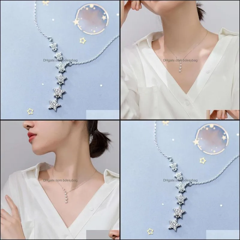 Twinkle Pentagramy Shape Hanger Chain for Women Star Moom Link Wedding Vacation Fine Jewelry