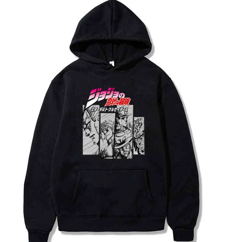 Jojo Bizarre Adventure Felpe con cappuccio oversize Anime Felpa con cappuccio in pile Maglione con cappuccio Streetwear Felpe Mens Cosplay Abbigliamento Pullover Y220713