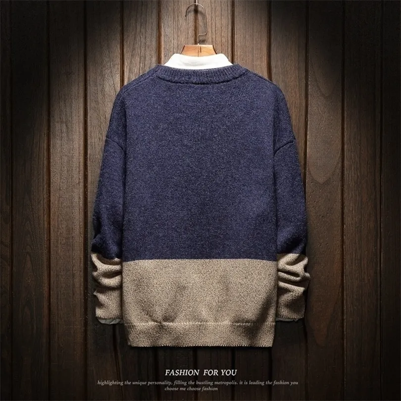 Spring Autumn Winter Christmas Casual Oneck Patchwork Pullover Tröja män Turtleneck Fashion Brand Warm Pull 201125