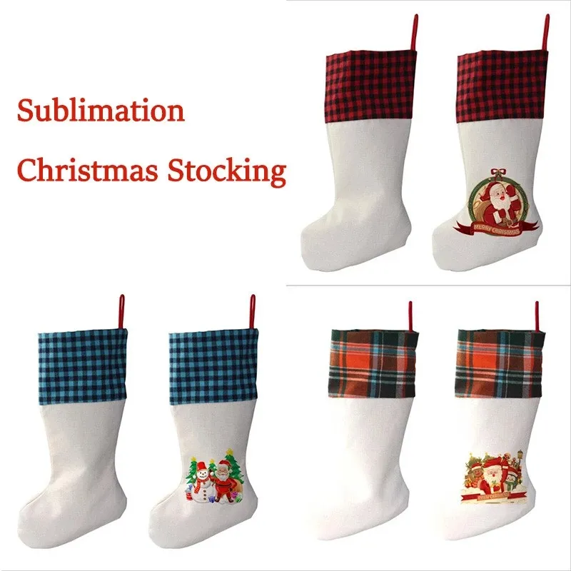 Sublimation Christmas Sock Festives Children White Blank DIY high quality gift 5 colors candy bags Tree pendant