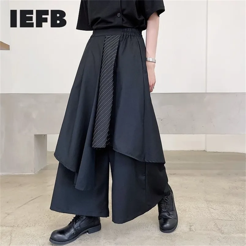Мужские брюки IEFB Япония Sstreetwear Мода черные брюки полоса контрастная расчаво