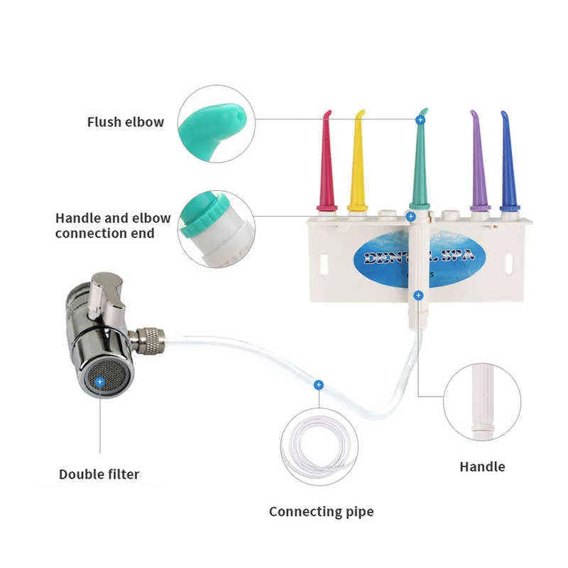 수도꼭지 경구 구조 분해기 제트 교체 노즐 치과 용수 치아 치아 미백 클리너 스파 도구 드롭 컨칭 220513