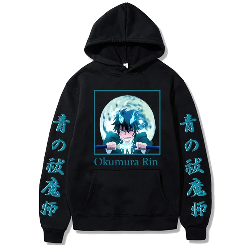 Erkek Hoodies Sweatshirts Mavi Exorcist Harajuku Anime Okumura Rin Hoodie Sweatshirt Sportswear Loog Kollu