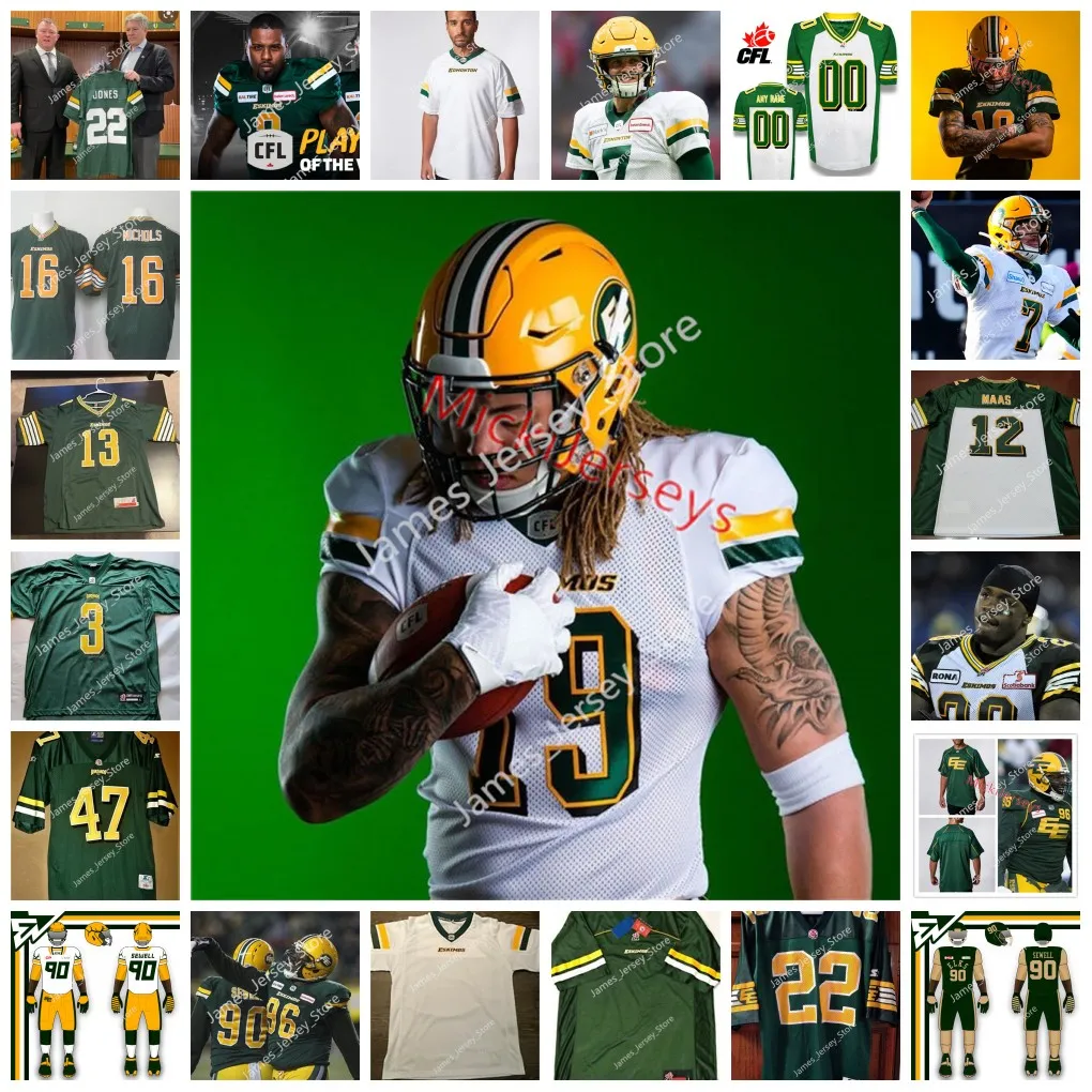 2022 Custom CFL Edmonton Elks zszyte koszulkę piłkarską 95 Thomas Costigan Makana Henry 91 Cole Nelson Jor Dan Reaves 99 Chrześcijański rektor Daniel Ross 3 Antonio Simmons