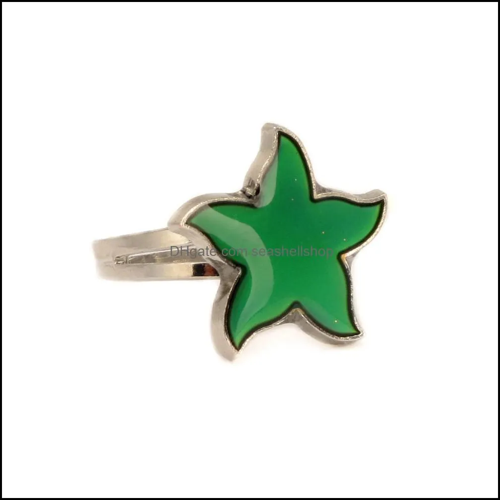 starfish mood ring changing color rings adjustable