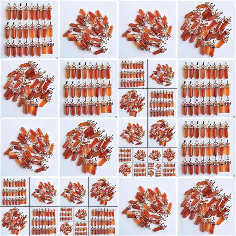 natural stone red onyx bullet shape charms point Chakra pendants for jewelry making diy necklace earrings