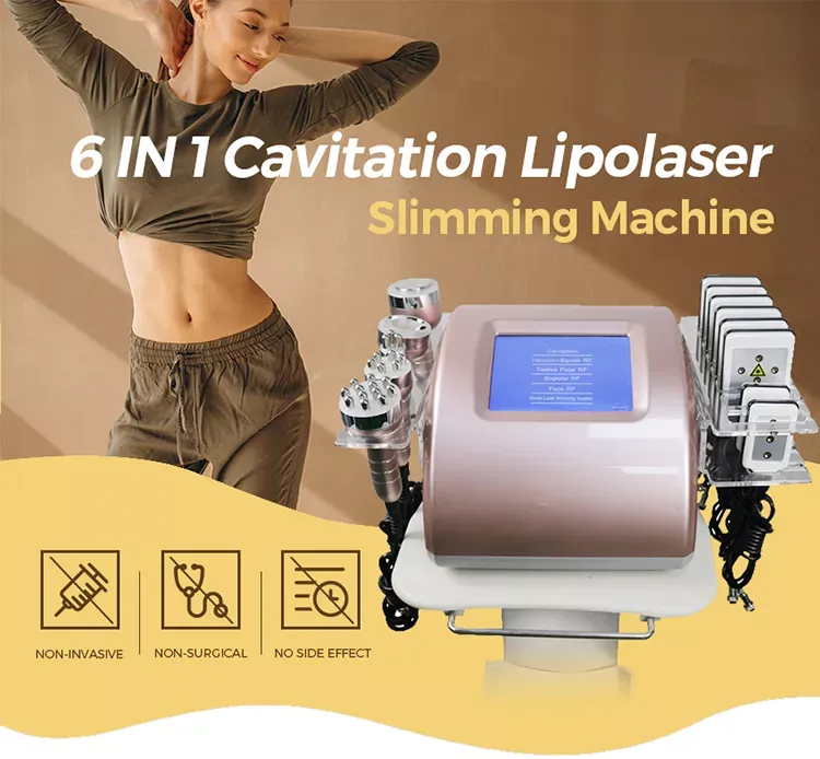 6 in 1 slimming 40K machine Ultrasound cavitation High quality lipo laser fat removal fat reduce body massager lipo-laser lose weight beauty salon equipment