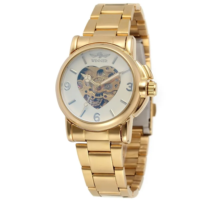 Winnaar Luxe Luxe Gold Watch Women Mechanical Watches Top Brand Luxury Clock Women's Automatic Watch Montre Femme Relogio Feminino 201120