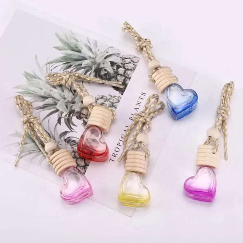 Coeur Bouteille De Parfum 5 ML Vide Suspendu Voiture Parfum-Bouteille Voitures Désodorisant Amour Parfum-Pendentif Bouteilles Pour Odeur Huile Essentielle