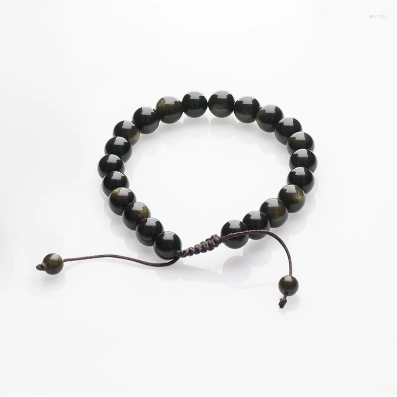 Bracelet à brins de perles 8MM, pierre naturelle pour hommes, magnifique obsidienne dorée semi-précieuse de guérison pour femmes, bijoux Fawn22