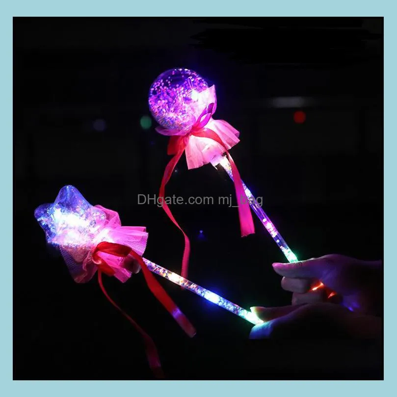 kids led lighting magic wand fairy sticks bow handheld heard round star shape wedding party concert decor valentine gift sn3233