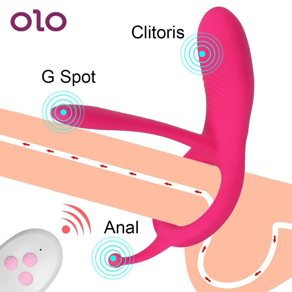 OLO anneau de coq à distance stimulateur clitoridien adulte jouets sexy pour Couples 10 vitesses anneaux de pénis vibrateur masseur de Prostate pour hommes