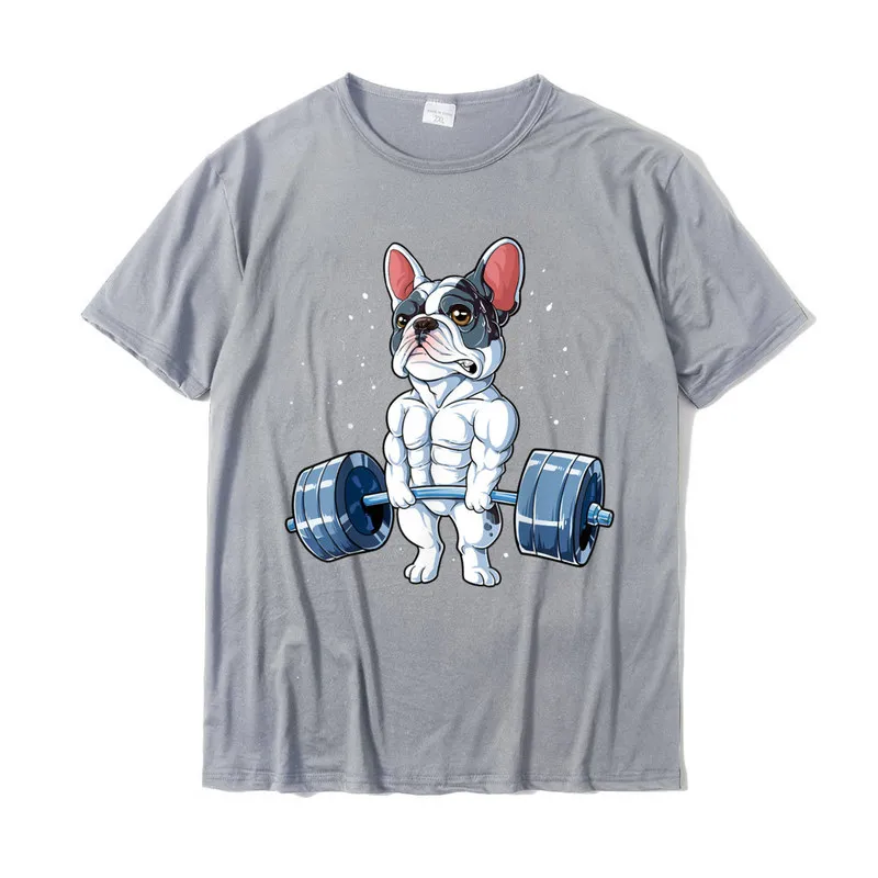 Camisa Tops Tees Designer O Neck Casual Short Sleeve Pure Cotton Mens T-shirts Design T Shirt Wholesale French Bulldog Weightlifting Funny Deadlift Men Fitness Gym T-Shirt__18625 grey