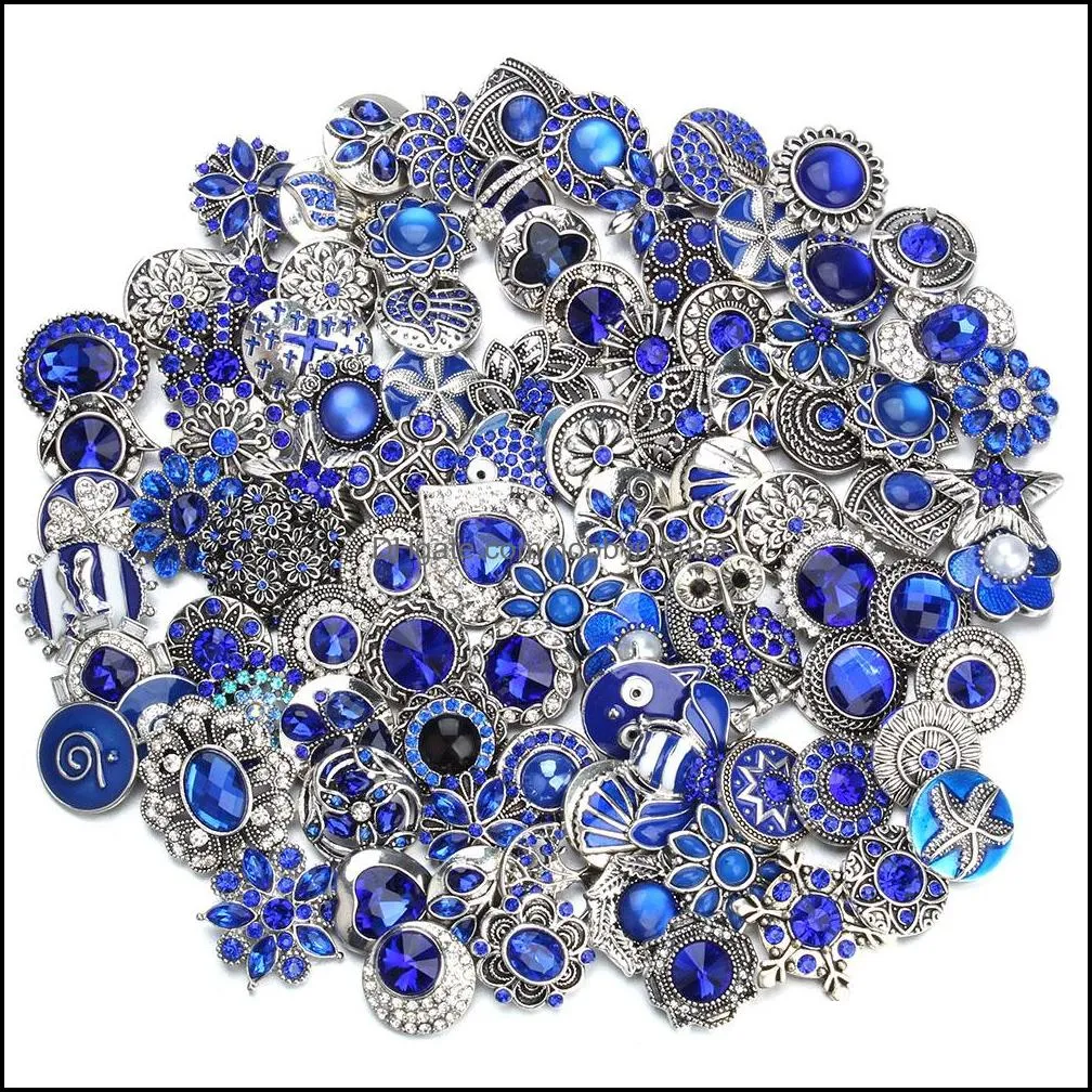 Lots Jewelry Components 18mm Rhinestone Metal Snap Button Fit DIY Snaps Jewelry