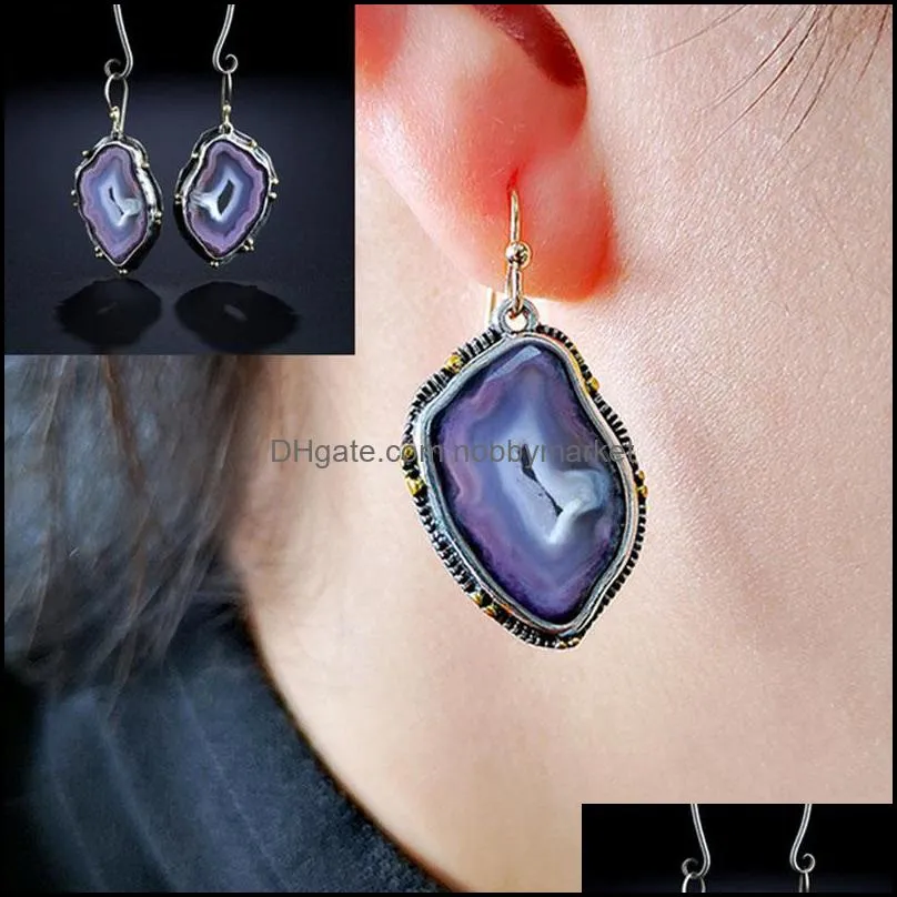 Dangle & Chandelier Vintage Shaped Purple Rhinestone Earrings Novel Irregular Design Handmade Small Statement Earring Pendientes Mujer