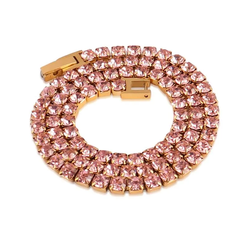 Correntes colar de aço inoxidável para homens homens 4mm de colares cúbicos de zircão luxuosos de jóias de moda de charga brilhante e de jóias de moda