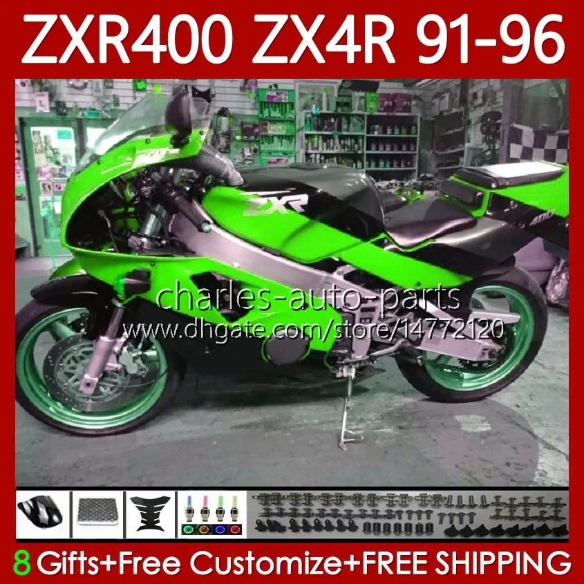 Bodywork Kit For KAWASAKI NINJA ZXR 400 CC ZX4R ZXR400 ZX-4R 91 92 93 94 95 96 138No.185 Body ZX 4R ZXR-400 Green black 1991 1992 1993 1994 1995 1996 400CC 91-96 OEM Fairing