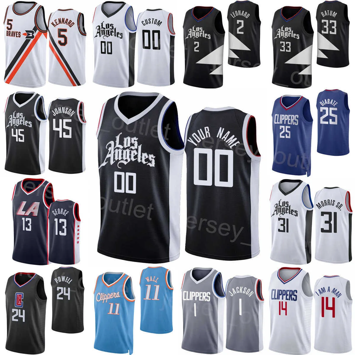 Edizione stampata Basketball City Earned Reggie Jackson Jersey 1 Luke Kennard 5 Ivica Zubac 40 Terance Mann 14 Paul George 13 Kawhi Leonard 2 Sport Classic Uomo Donna