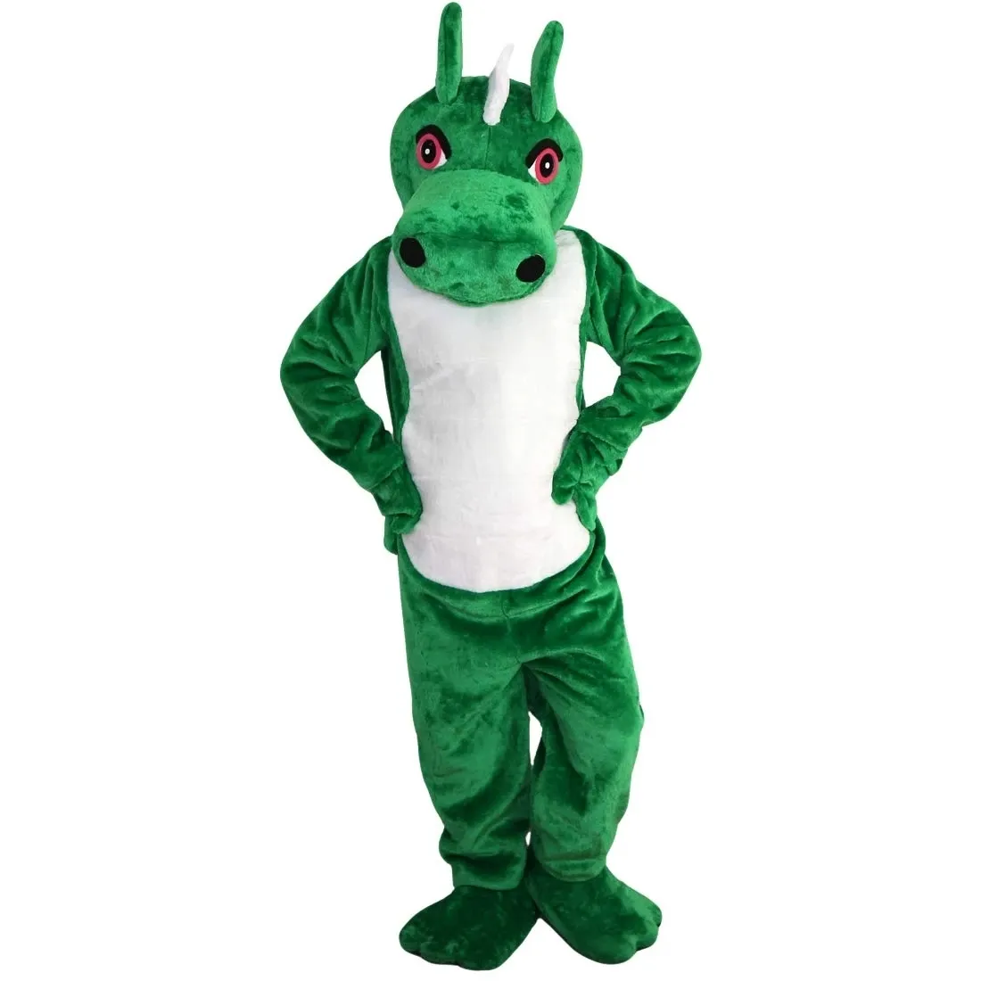 Costume de mascotte de Dragon unisexe, Costume d'animal de dinosaure vert en peluche, personnage de dessin animé, mascotte pour adulte, fête d'halloween