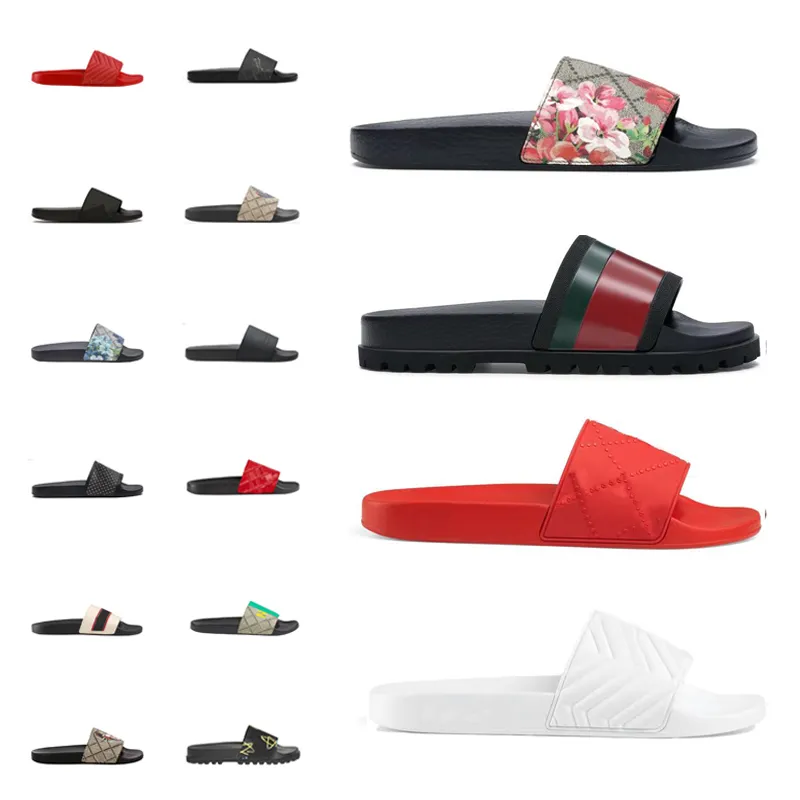 2022 Hommes Femmes Designers Pantoufles Luxurys Floral Slides Flats Cuir Caoutchouc Plate-forme Tongs Anti-skip Bottoms Chaussures De Plage Mocassins