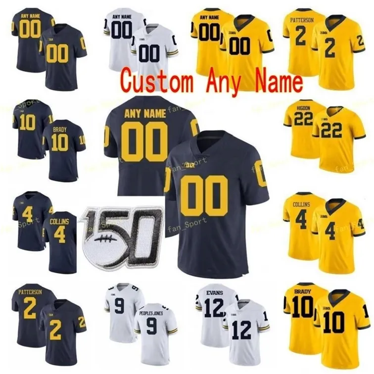 NIK1 NCAA College Jerseys Michigan Wolverines 18 Peters 55 Devin Bush 13 Tru Wilson 22 Karan Higdon 12 Chris Evans Custom Football sömnad