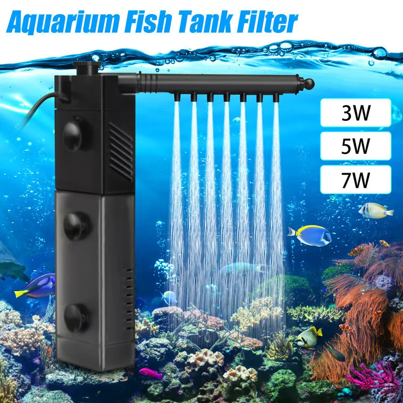 220V Rium Fish Tank Filtro submersível Fluxo de pulverização interna Biologia mais bomba de potência 3W5W7W Y200917