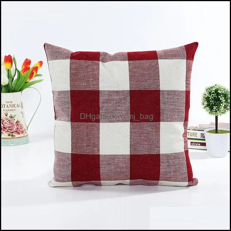 9 styles grid square pillow case double-sided linen lattice pillow 20pcs covers high-end car cushions cases check sofa pillowcase