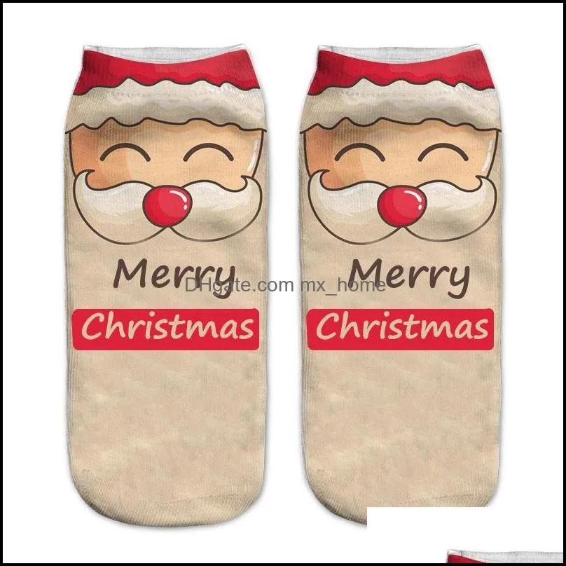 xmas halloween printed socks for santa claus reindeer decorations pumpkin 3d soft texture short boat sock christmasdecorations cartoonsock