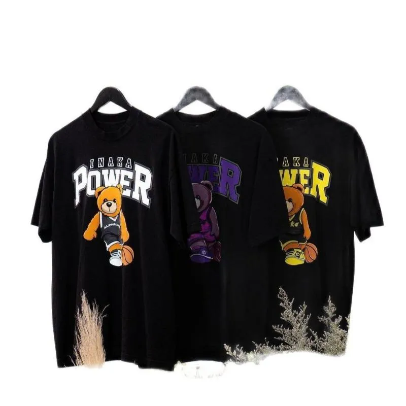 T-shirt da uomo Inaka Power T Shirt Violent Bear Print T-Shirt 2022 Uomo Donna Daily Premium Tshirt Fashion Design Summer ExplosionMen's