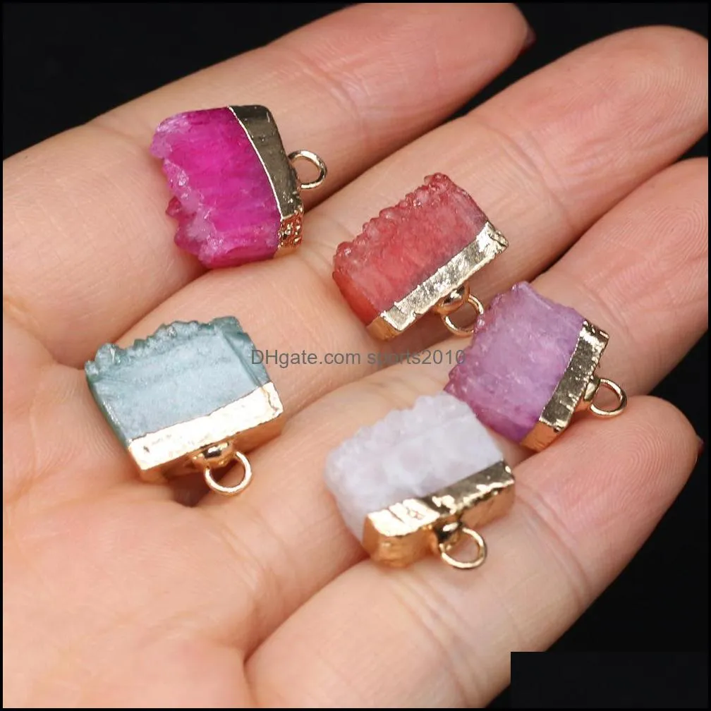 irregular cluster druzy drusy charms quartz healing reiki crystal pendant diy necklace earrings women fashion jewelry findi sports2010