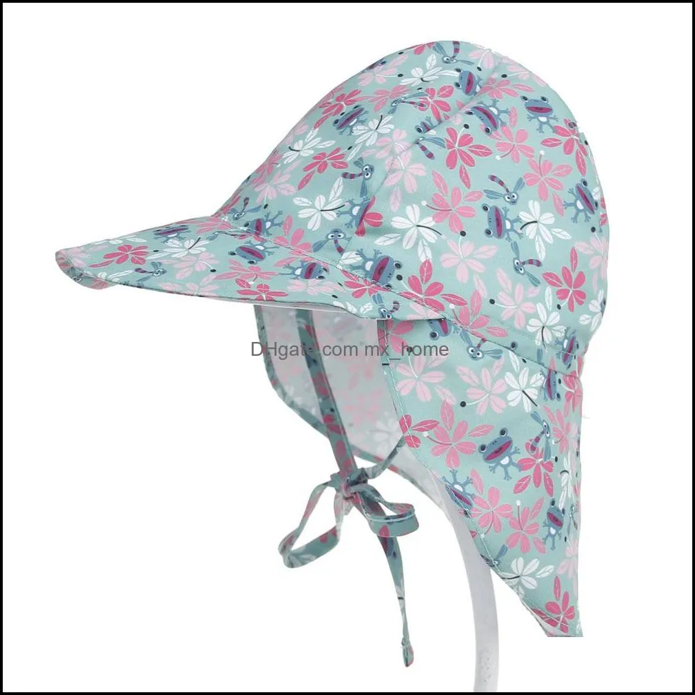 New design Baby Boys Girls Caps Sun Protection Swim Hat floral Children Sunscreen Hat Outdoors Cap Ultraviolet Headwear Baby solid