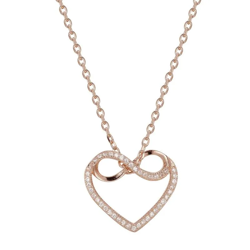 Chains Silver Simple Love Infinity Symbol Encrusted With Diamond Pendant Rose Gold Clavicle Advanced Design Necklace FemaleChains