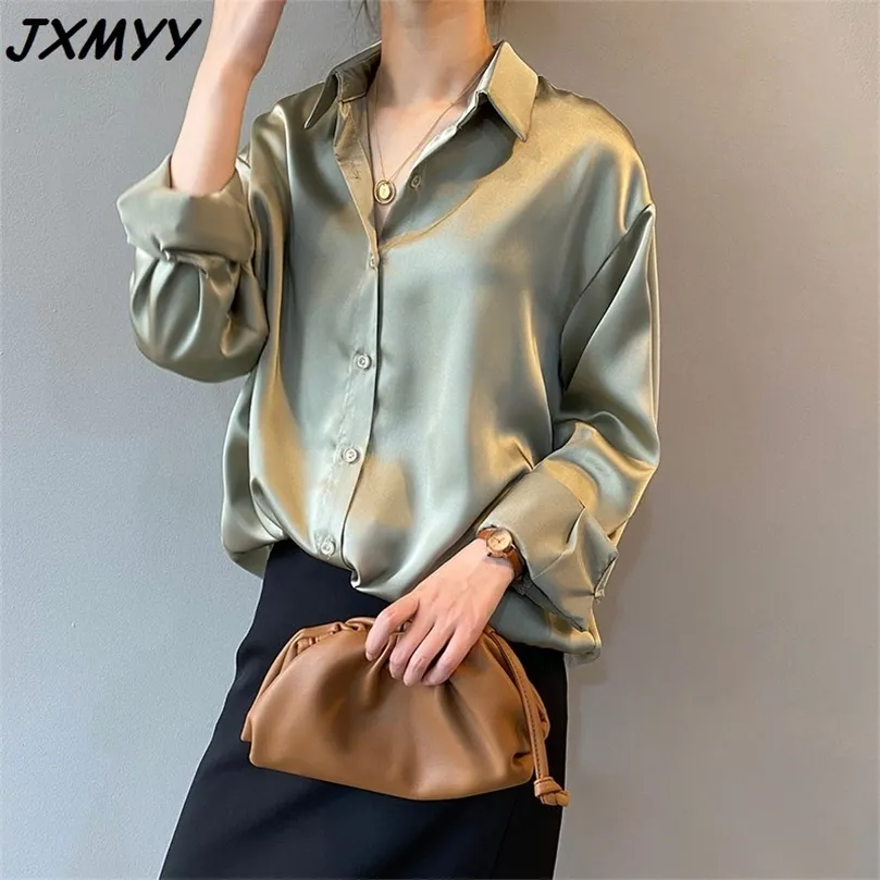 Shirt spring fashion casual Korean loose long-sleeved lapel shirt female JXMYY 210412