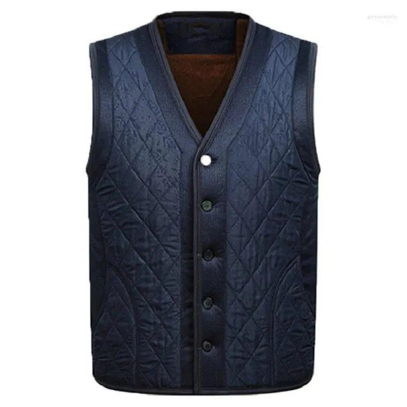 Waidx Vest Waistcoat Men Sleeveless Fleece Jacket Mens Warm Winter Thick Male Vests Old Loose Blue Gilet Chaleco Drops Guin22