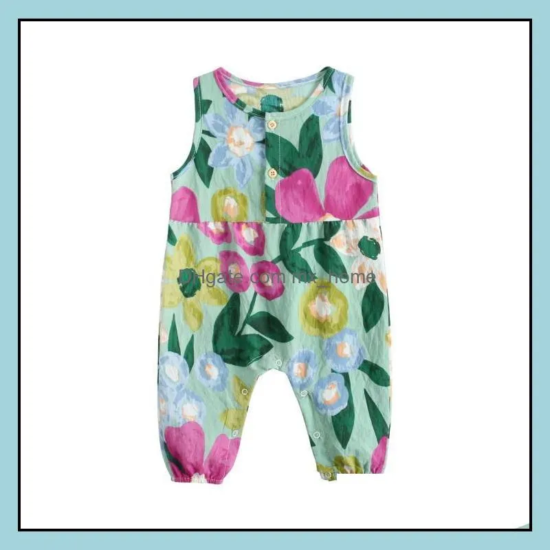 baby clothes summer floral jumpsuits sleeveless newborn girl rompers cotton casual children playsuit boutique kids clothing 4 colors