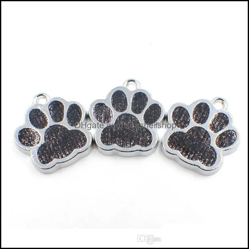 50pcs hc358 bling enamel cat dog/bear paw prints hang pendant fit rotating key chain keyrings bag jewelry making